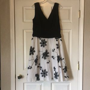 Black and White embroidered Party Dress